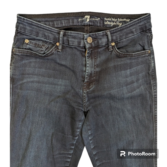 7 For All Mankind Mid Rise Kimmie Straight Leg Dark Wash Jeans Size 30 - Picture 2 of 6